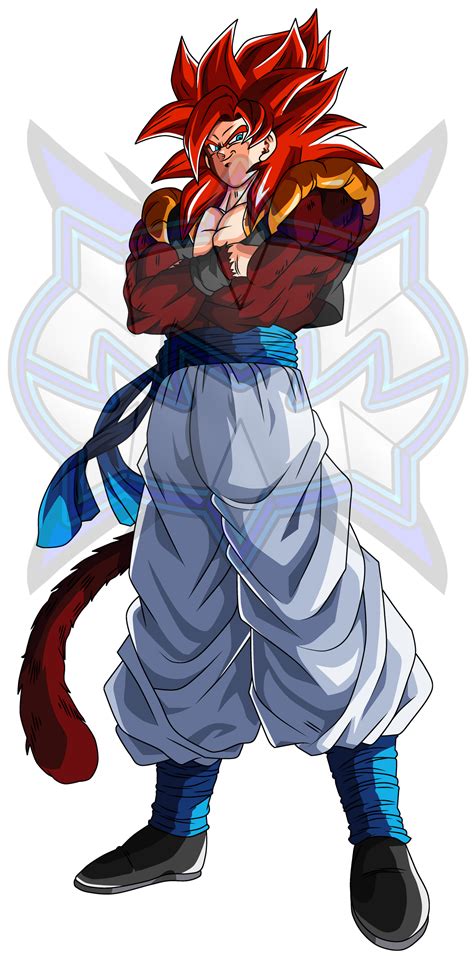 Gogeta Super Saiyajin 4 lanzando un ataque devastador