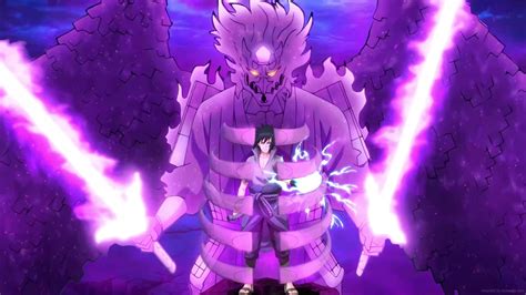 Sasuke en su forma Susanoo luchando contra Vegeta