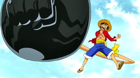 Luffy usando su ataque Elephant Gun contra Cidre