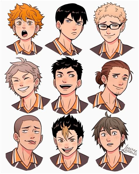 Ilustración de personajes de Haikyuu