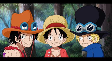 Luffy, Ace y Sabo jurando hermandad