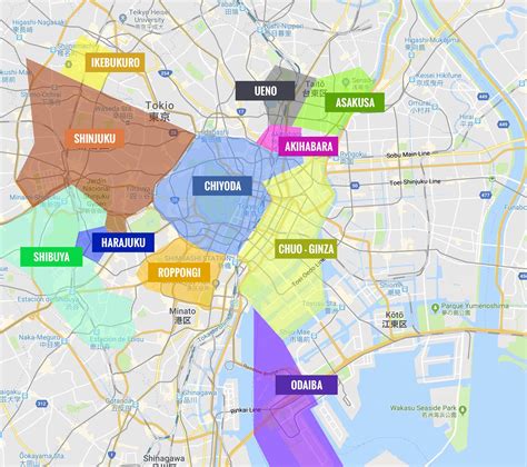 Mapa de Tokio destacando Akihabara