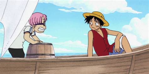 Luffy y Coby en un pequeño bote