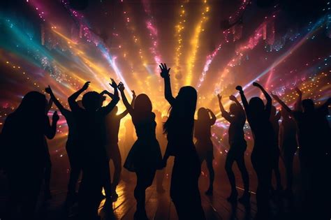 Personas bailando en una discoteca con luces de neón