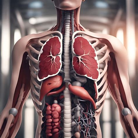 Ilustración del cuerpo humano en 3D con capas interactivas