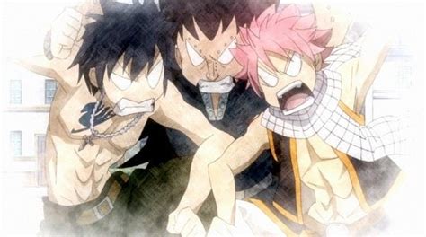 Laxus enfrentando a Natsu y Gajeel