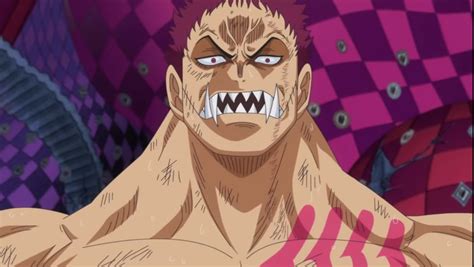Katakuri mostrando su boca a Flampe