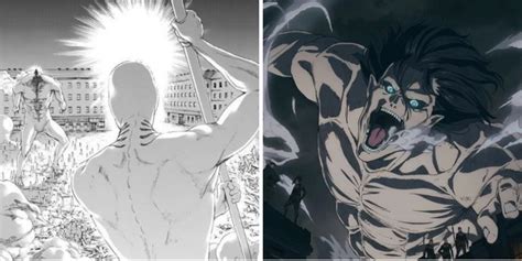 Eren Jaeger absorbiendo el poder del Titán Martillo de Guerra