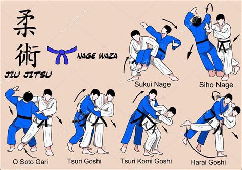 Ilustración de técnicas de jiu-jitsu