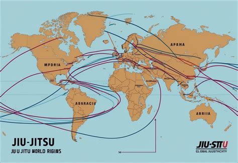 Mapa de la difusión del jiu-jitsu por el mundo