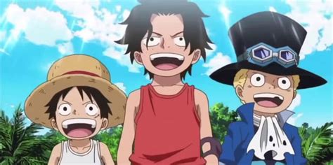 Ilustración de los hermanos Luffy, Ace y Sabo
