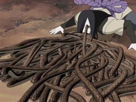 Orochimaru invocando a su serpiente gigante