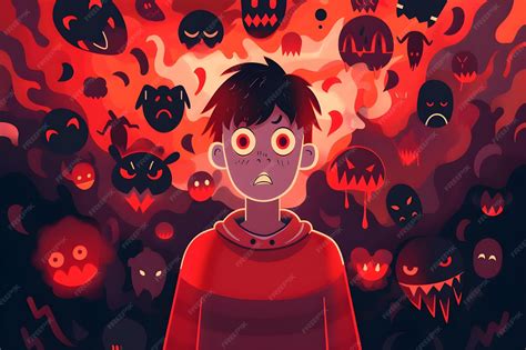 Ilustración de arte de anime con temática de horror