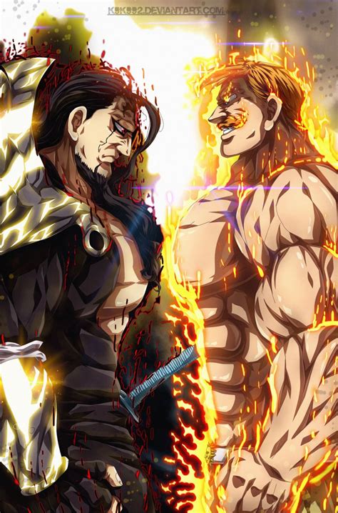 Escanor en su forma The One luchando contra Zeldris