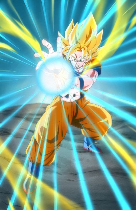 Goku lanzando el Kamehameha contra la lava