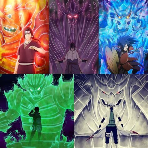 Comparación visual de los Susanoo de Itachi, Sasuke y Madara
