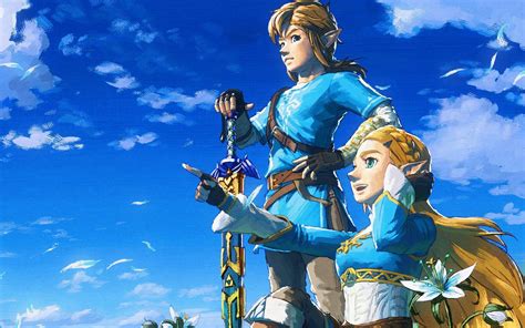 Pareja Link y Zelda en un paisaje de Hyrule