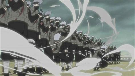 Escena del enfrentamiento entre Zabuza y Kakashi en el puente