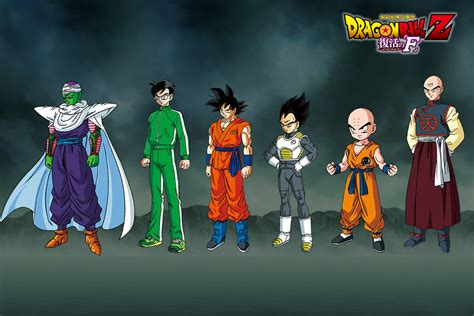 Ilustración promocional de Dragon Ball Z: Fukkatsu no F con Freezer, Goku, Vegeta y otros personajes.