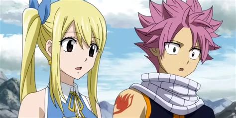 Natsu y Lucy trabajando juntos en una misión