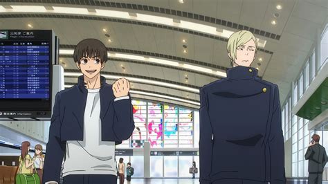 Ilustración de Kento Nanami y Yu Haibara como estudiantes
