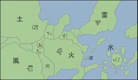 Mapa de las Cinco Grandes Naciones Ninja