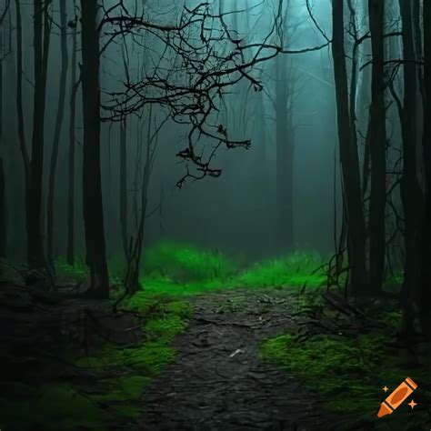 Joven escondiéndose de vampiros en un bosque oscuro