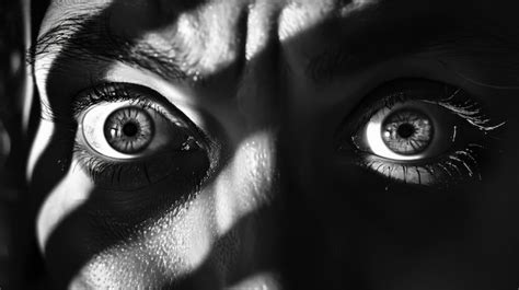 Primer plano de los ojos de un vampiro reflejando el miedo de un humano