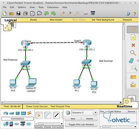 Simulación en Cisco Packet Tracer de una red con enlace troncal