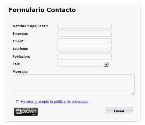 Ejemplo de formulario de contacto para consultas