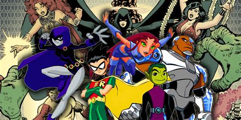 Infografía con los miembros principales de los Teen Titans