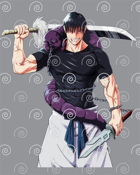 Ilustración de Toji Fushiguro con sus armas