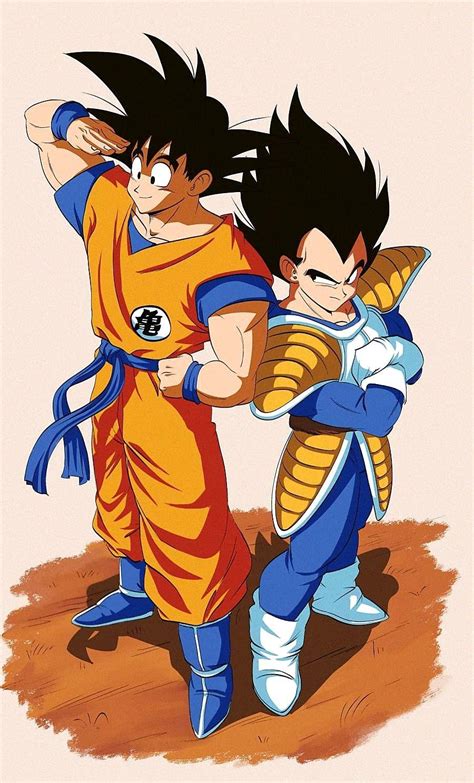 Ilustración de Goku y Vegeta en estilo anime