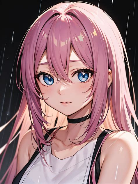 Detalles de Chiyoda Momoka: ojos azules, cabello rosa, ropa