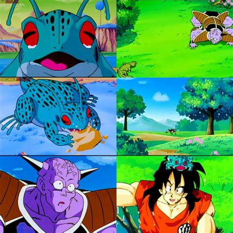 Ginyu en forma de rana intentando cambiar de cuerpo