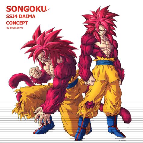 Diagrama comparativo de estaturas de Goku y Vegeta en SSJ4