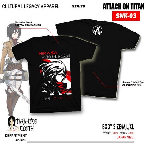Camiseta de Ataque a los Titanes con diseño de Mikasa Ackerman