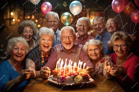 Personas mayores celebrando un cumpleaños