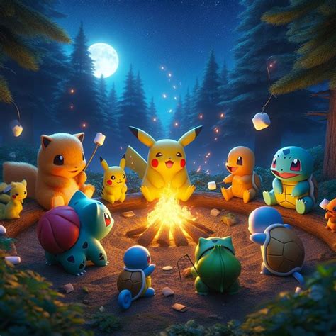 Pikachu y sus amigos celebrando la Navidad