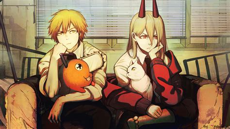 Portada de Chainsaw Man con Denji, Pochita y Makima