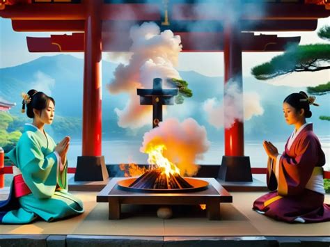 Ritual de purificación sintoísta en un santuario japonés