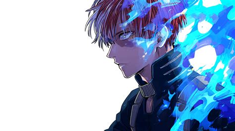 Primer plano de Shoto Todoroki con expresión seria
