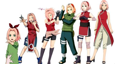 Sakura Haruno en diferentes etapas de la serie