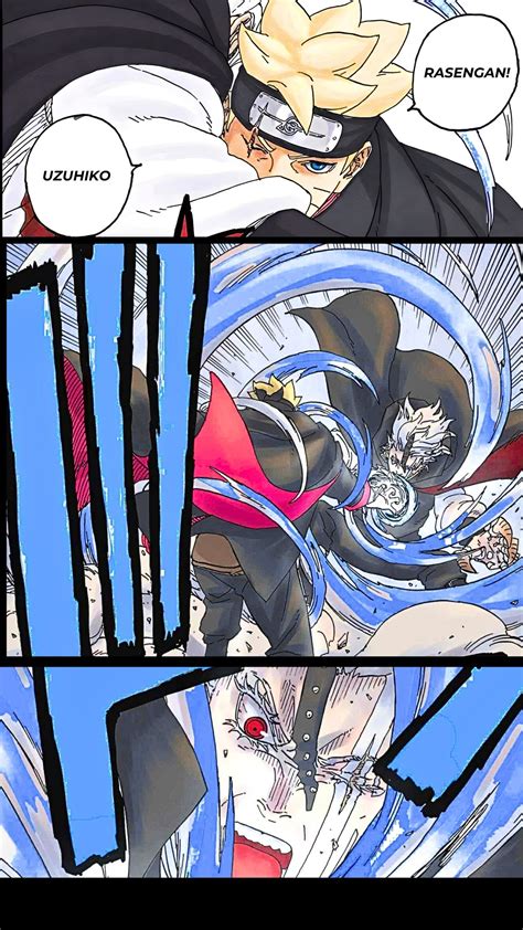 Boruto lanzando una shuriken con trayectoria curva