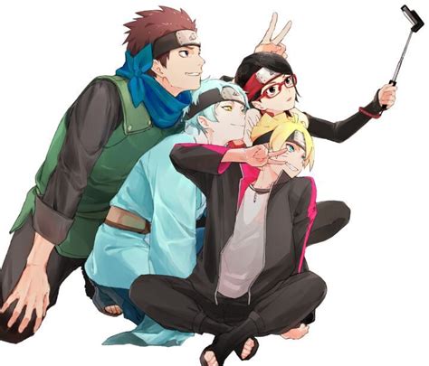 Ilustración de Boruto Uzumaki y su equipo