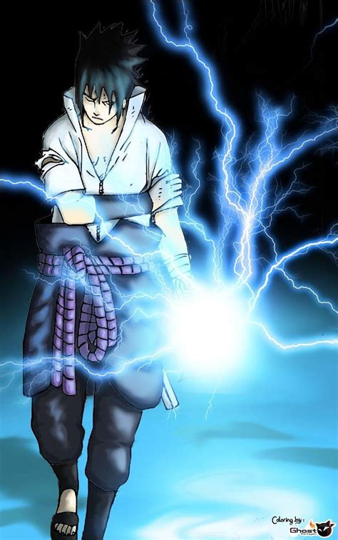Sasuke Uchiha usando Chidori Negro