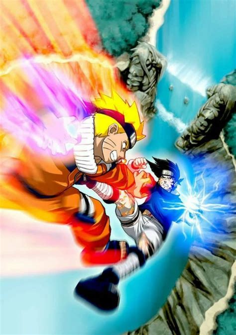 Momento icónico del combate Naruto vs Sasuke