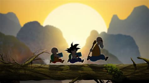 Goku y Krilin entrenando con Muten Roshi