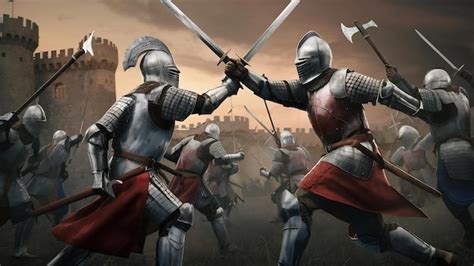 Escena de batalla con espadas
