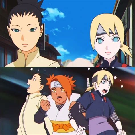 Amado enfrentándose a Shikadai, Chōchō e Inojin